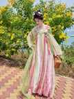 ''Peiyuchunfeng''young pink and green tang style hanfu women's fashion