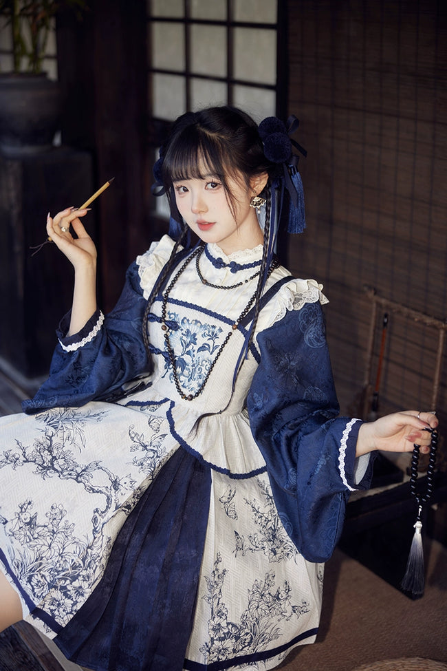 ''Chunsuiqingge''national style blue and white contrasting chinese style