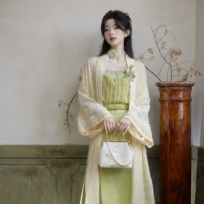 ''Mingqianyuye''green lace hanfu women's spring