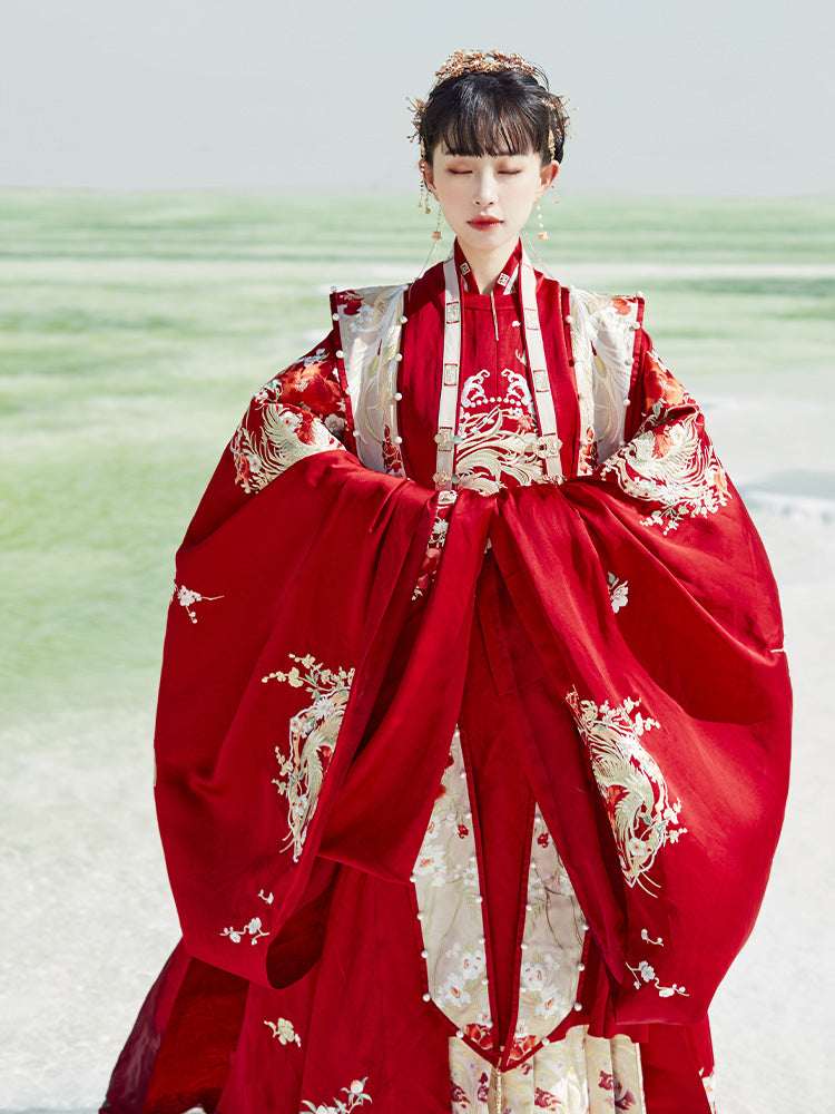 Tenue de mariage hanfu de style dynastie Ming brodée 